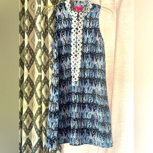 Lilly pulitzar Blue and pink high neck mid thigh dress.  Size 4
